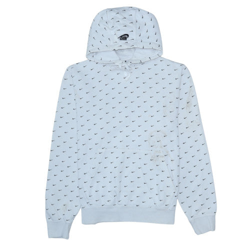 Nike Mens White Pullover Hoodie M Graphic Logo Sportswear