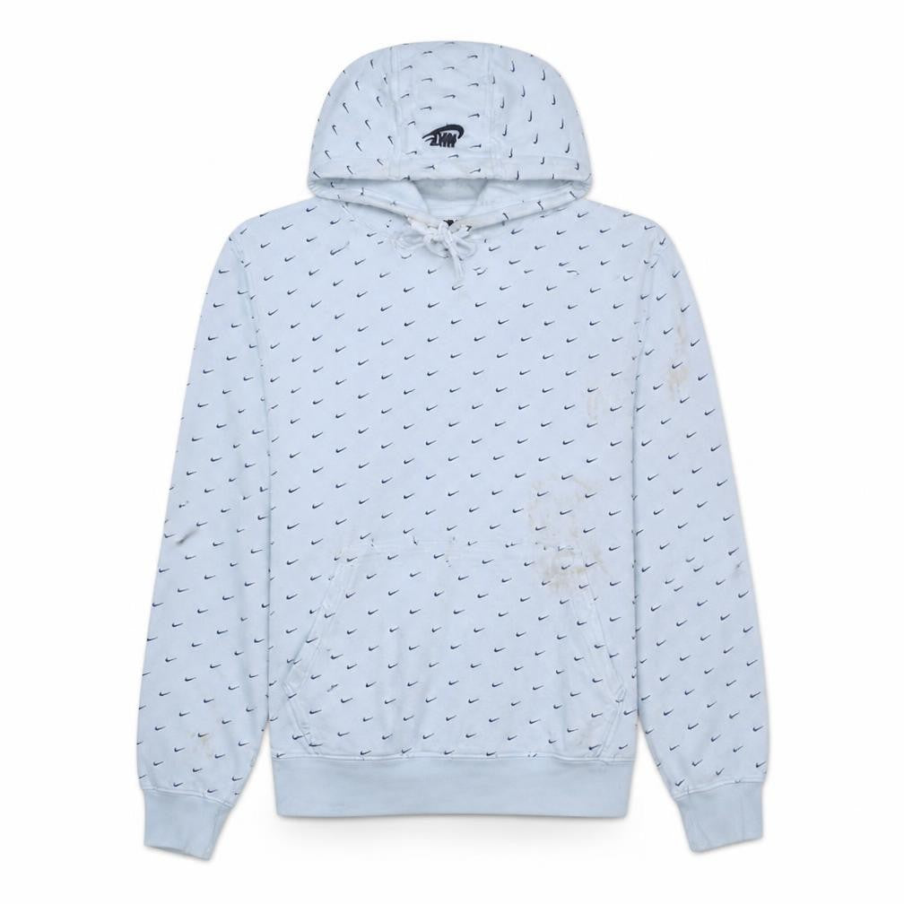 Front view of Nike men’s white pullover hoodie m graphic logo sportswear