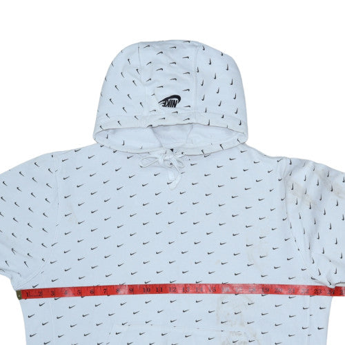 Nike Mens White Pullover Hoodie M Graphic Logo Sportswear