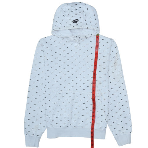 Nike Mens White Pullover Hoodie M Graphic Logo Sportswear