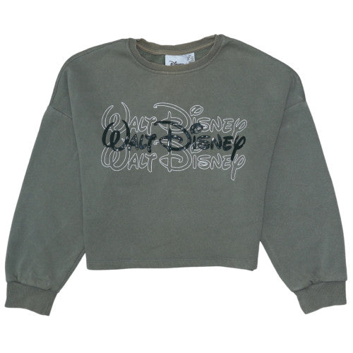 Disney Womens Grey 2XS Pullover Sweatshirt Crew Neck Logo Print