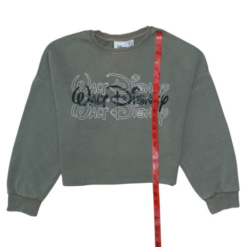 Disney Womens Grey 2XS Pullover Sweatshirt Crew Neck Logo Print