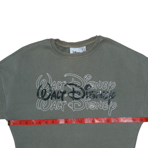 Disney Womens Grey 2XS Pullover Sweatshirt Crew Neck Logo Print
