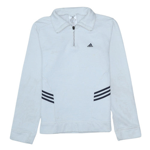 Adidas Women White 1/2 Zip Pullover Sweatshirt Size 12