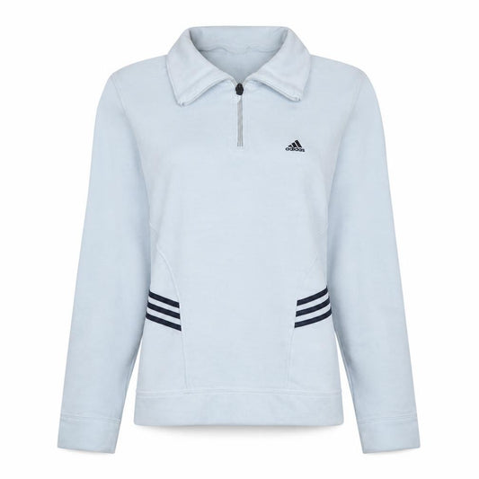 Front view of Adidas Women White 1/2 Zip Pullover Sweatshirt, size 12