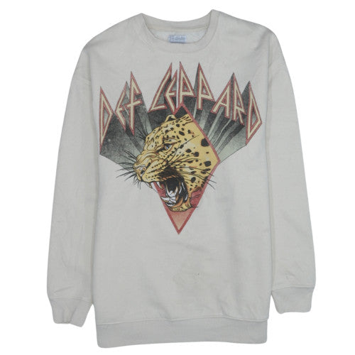 Def Leppard Unisex White XS Pullover Crew Neck Graphic Sweatshirt