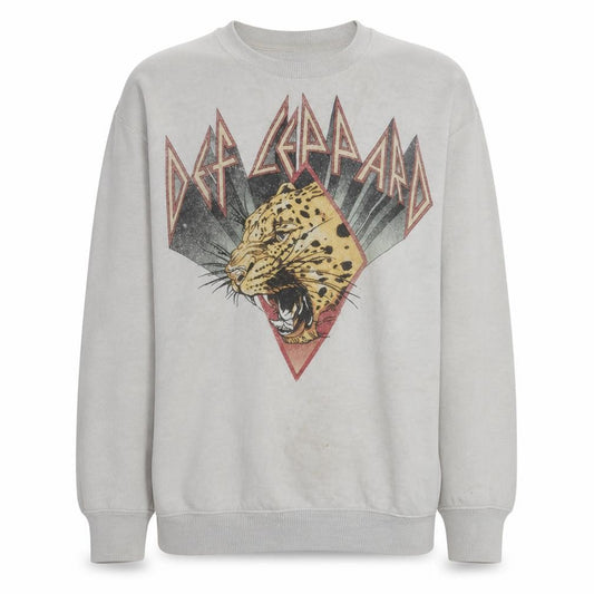 Front view of Def Leppard unisex white xs pullover crew neck graphic sweatshirt
