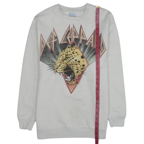 Def Leppard Unisex White XS Pullover Crew Neck Graphic Sweatshirt