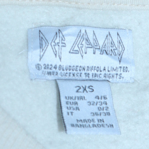 Def Leppard Unisex White XS Pullover Crew Neck Graphic Sweatshirt