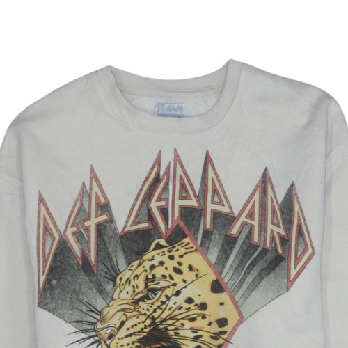 Def Leppard Unisex White XS Pullover Crew Neck Graphic Sweatshirt