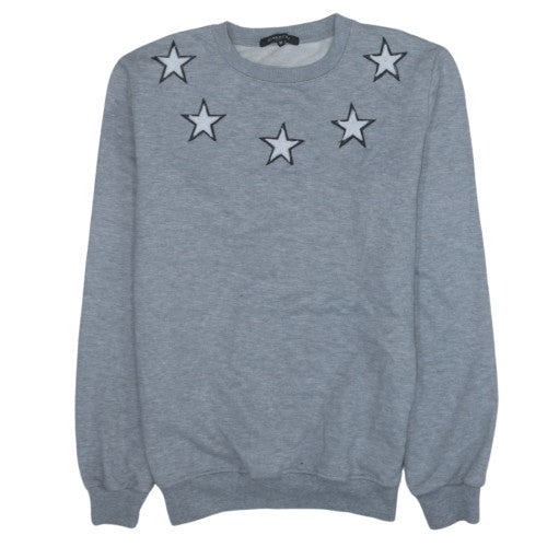 Givenchy Women Grey Star Crew Neck Pullover Sweatshirt Size M