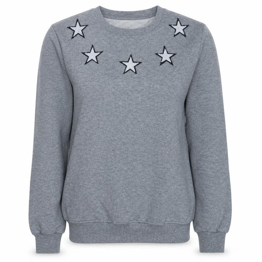 Givenchy Women Grey Star Crew Neck Pullover Sweatshirt Size M