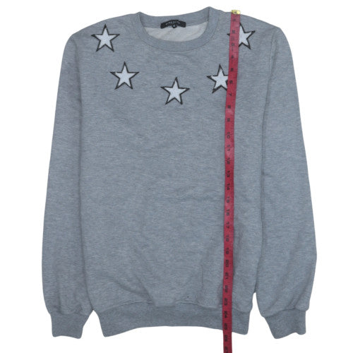 Givenchy Women Grey Star Crew Neck Pullover Sweatshirt Size M
