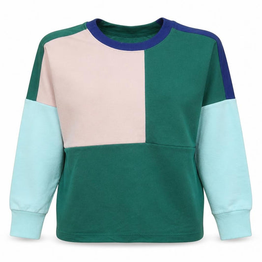 Front view of Adidas Women’s Multicoloured Cotton Blend Colourblock Sweatshirt, size S