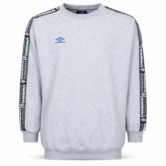 Front view of Umbro Men's Grey Logo Tape Pullover Sweatshirt, size S
