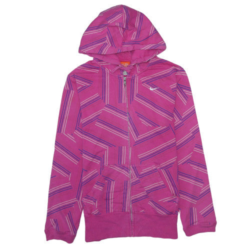 Nike Women Pink Full Zip Hoodie Size 16/18 Cotton Athletic Style