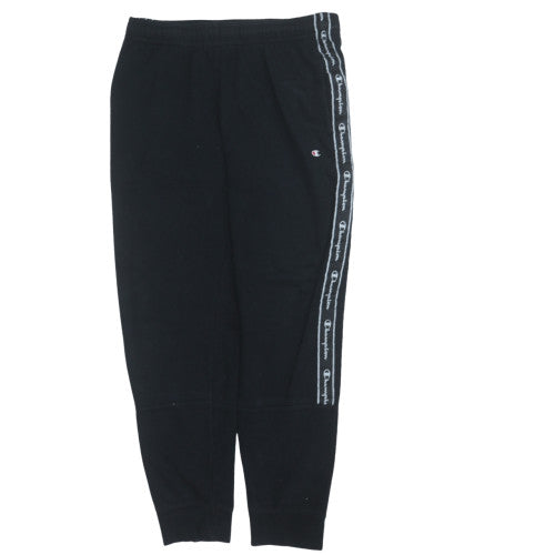 Champion Men's Black Large Fleece Jogger Trousers with Logo Tape