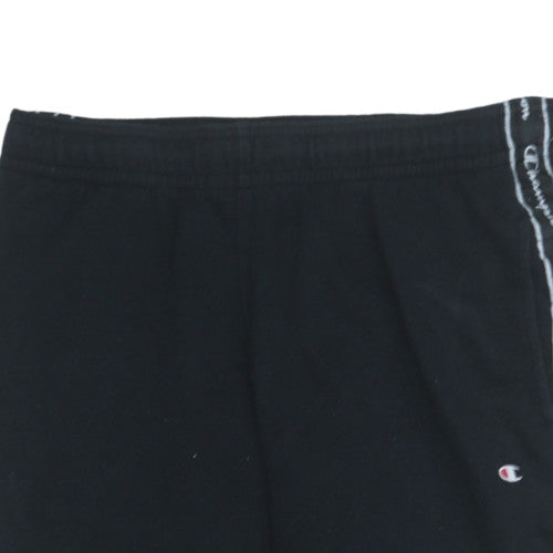Champion Men's Black Large Fleece Jogger Trousers with Logo Tape