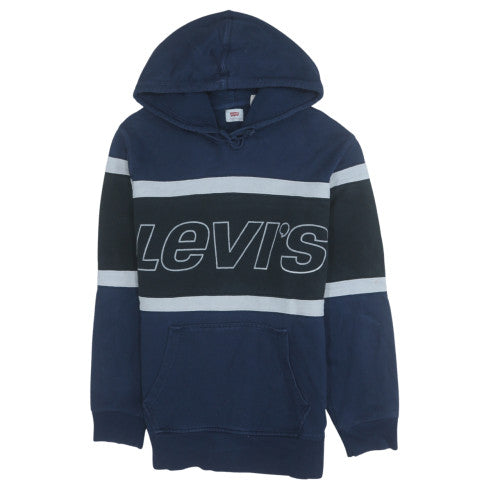 Levi's Men's Blue Pullover Hoodie M Hooded Graphic Logo Sweatshirt
