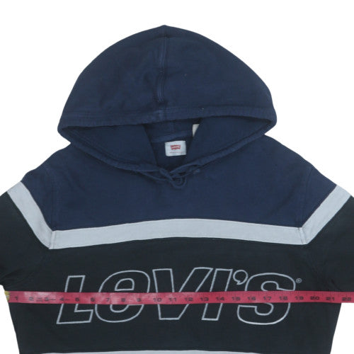 Levi's Men's Blue Pullover Hoodie M Hooded Graphic Logo Sweatshirt