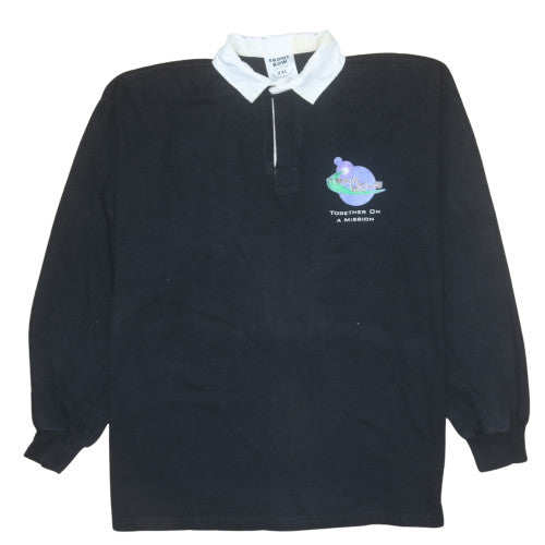 Front Row Men’s Black 2XL Collared Rugby Sweatshirt Heavyweight Cotton