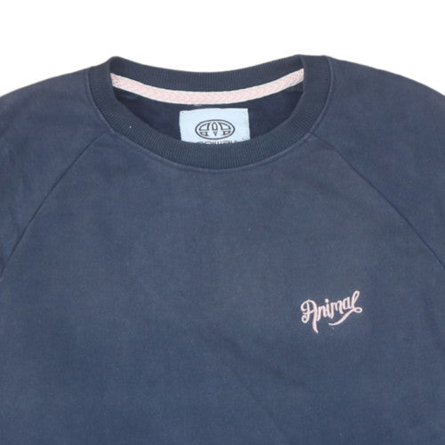 Animal Womens Navy Blue Crew Neck Sweatshirt Size 8 Cotton Blend