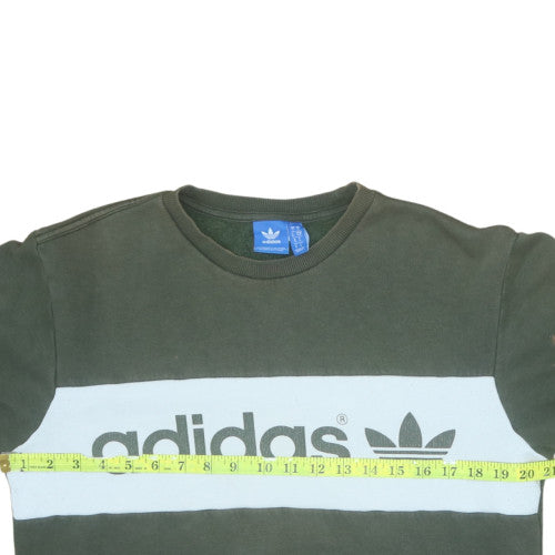 adidas Men's Green Pullover Sweatshirt M Crew Neck Logo Sports