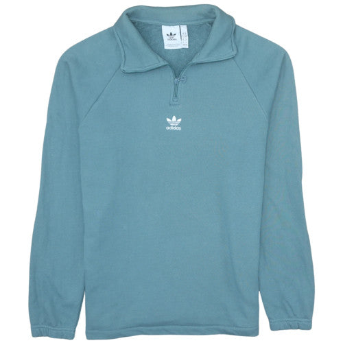 Adidas Men Blue 1/4 Zip Fleece Sweatshirt M Regular Fit