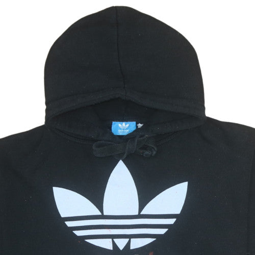 Adidas Mens Black Large Pullover Hoodie with Logo Fleece