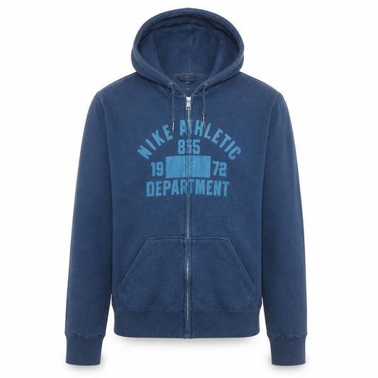 Front view of Nike Men's Blue Full Zip Hoodie L Sports Fleece Sweatshirt