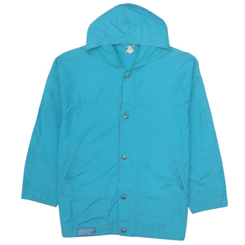 Kaya Beach Women's Blue Hooded Rain Jacket M Retro Surf Style