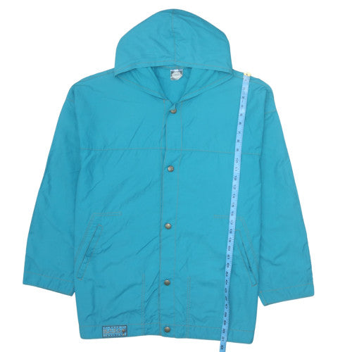 Kaya Beach Women's Blue Hooded Rain Jacket M Retro Surf Style