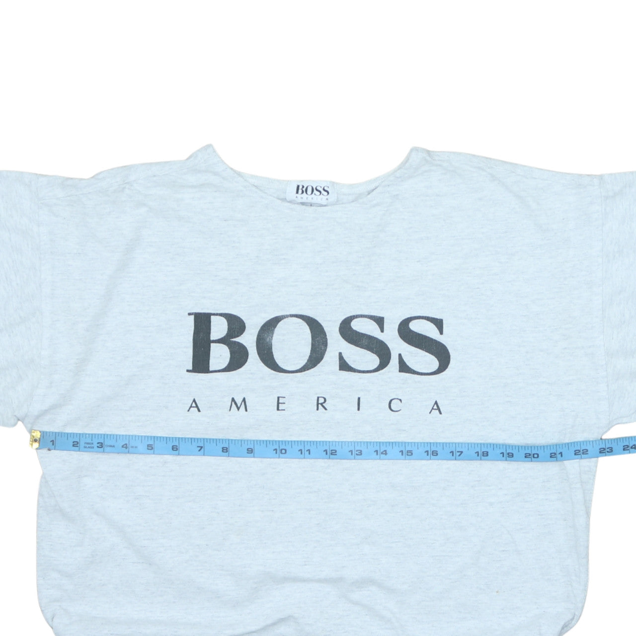 Vintage BOSS America Men's Grey Logo T-Shirt Size L Cotton