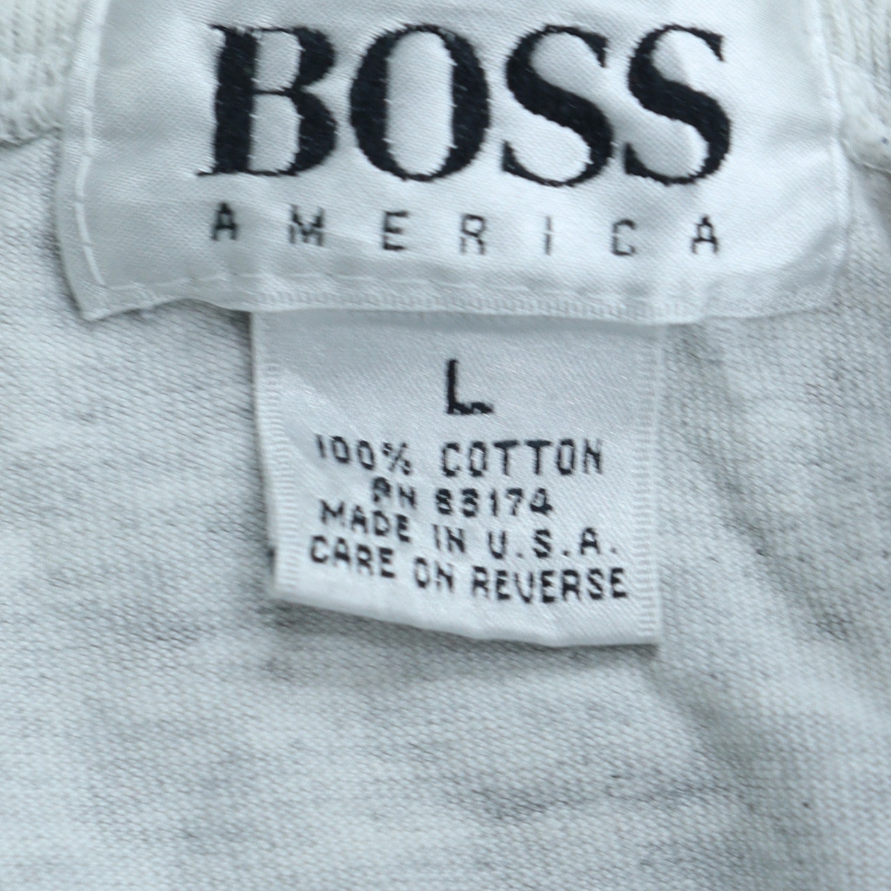 Vintage BOSS America Men's Grey Logo T-Shirt Size L Cotton