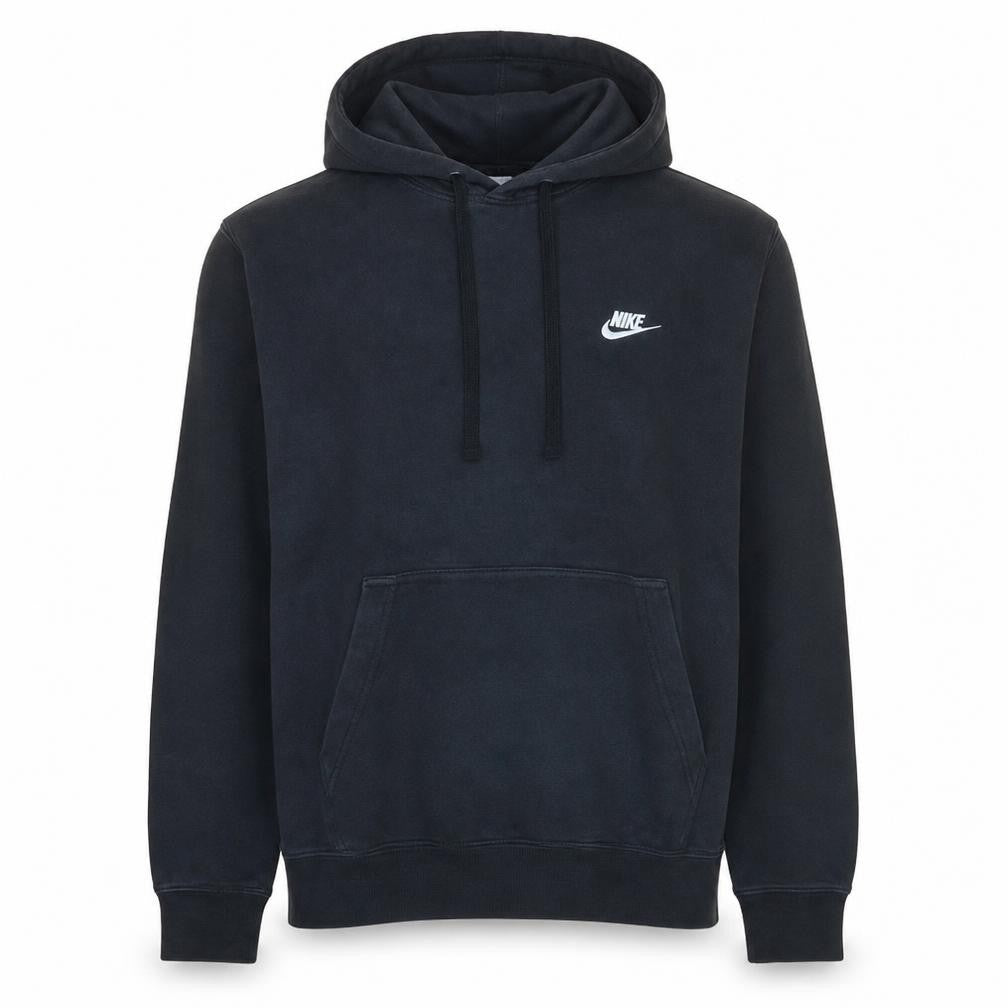 Front view of Nike Men's Black Pullover Hoodie M Regular Fit Fleece Sweatshirt