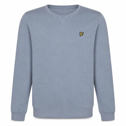 Front view of Lyle & Scott Men's Blue Crew Neck Cotton Sweatshirt, size L