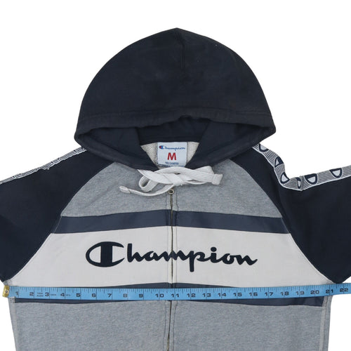 Champion Men's Grey Full Zip Hoodie M Logo Sportswear