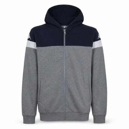 Front view of Kappa Men’s Grey & Navy Full Zip Hoodie XL BCM Dunkerque Sportswear