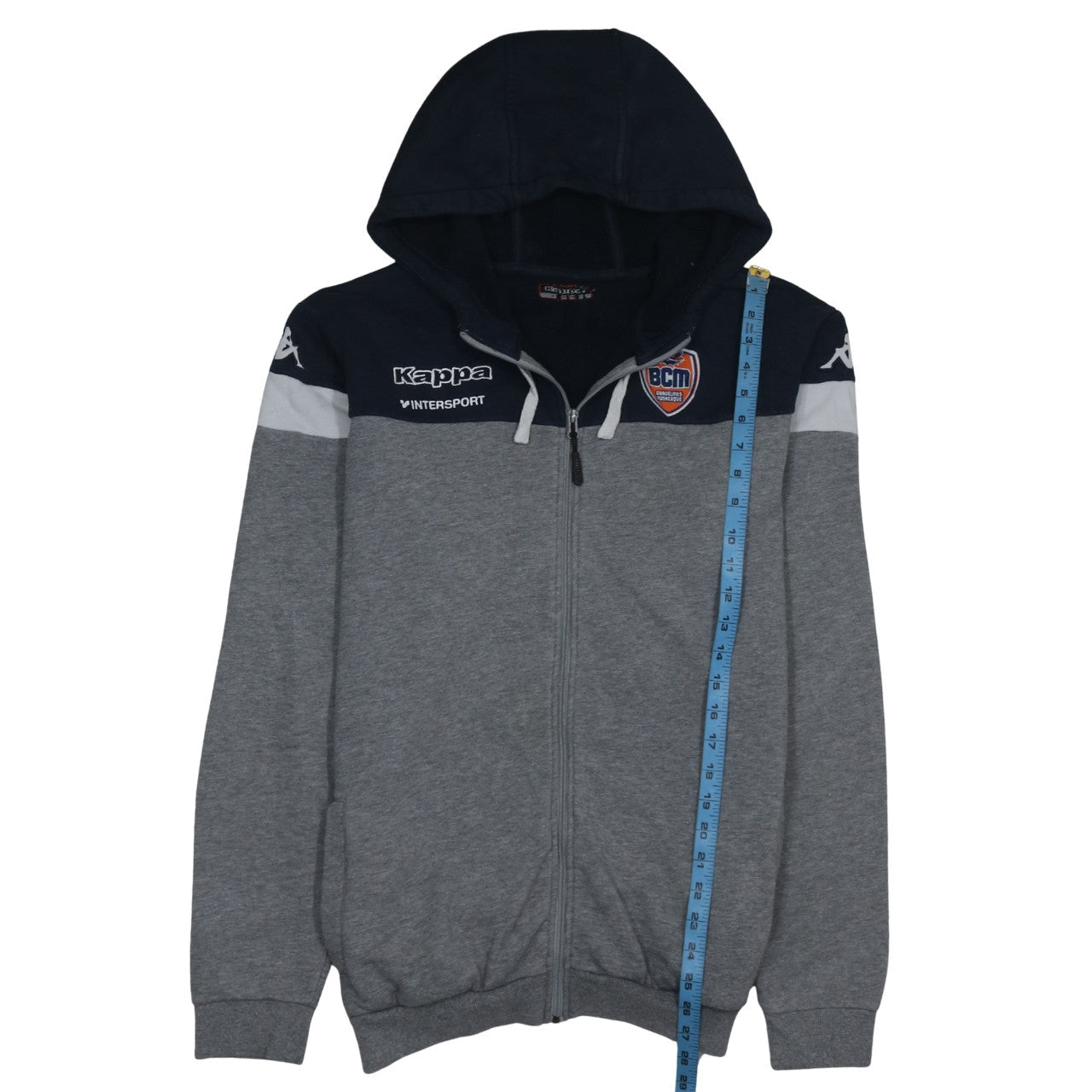 Kappa Men’s Grey & Navy Full Zip Hoodie XL BCM Dunkerque Sportswear