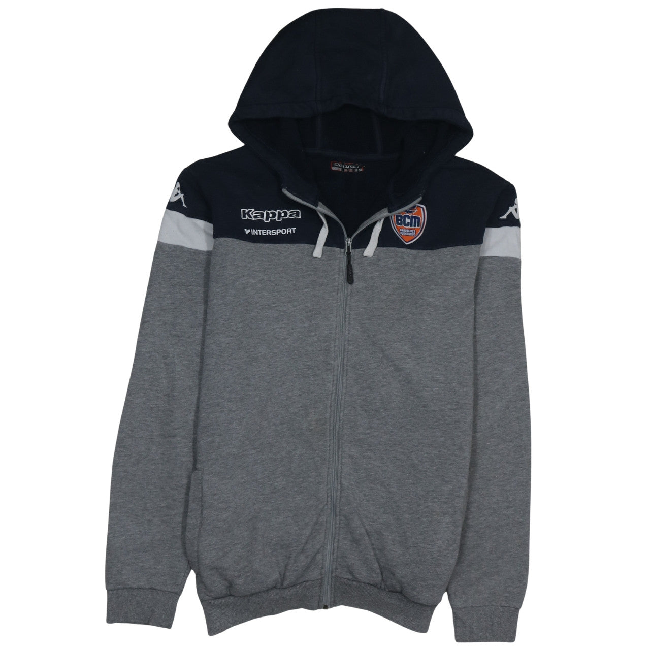 Kappa Men’s Grey & Navy Full Zip Hoodie XL BCM Dunkerque Sportswear