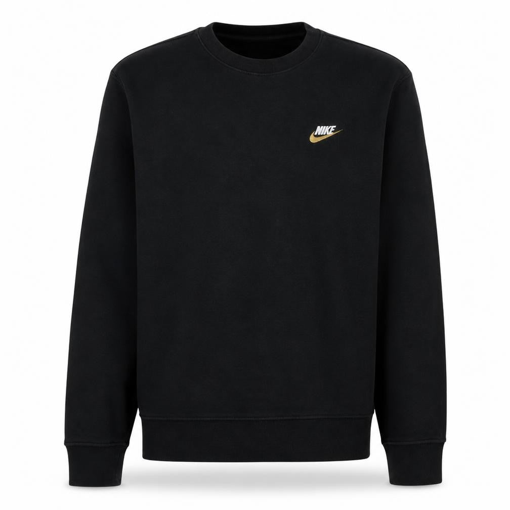 Front view of Nike Men's Black Small Crew Neck Pullover Sweatshirt
