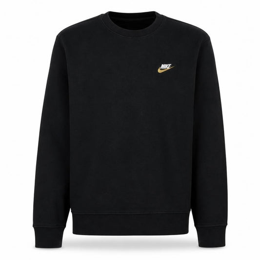 Front view of Nike Men's Black Small Crew Neck Pullover Sweatshirt