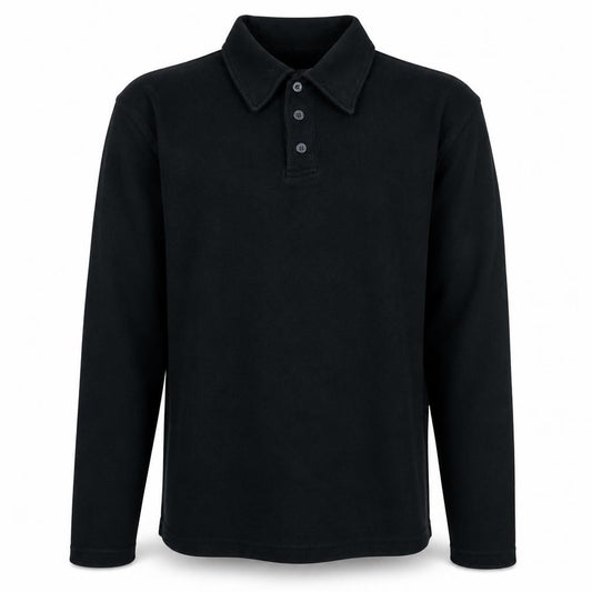 Front view of Calvin Klein Jeans Men's Black L Henley Sweatshirt Long Sleeve Cotton