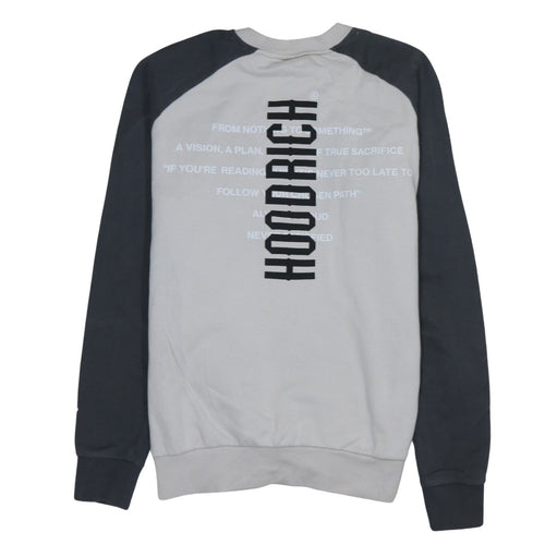 Hoodrich Men's Grey and Black Crew Neck Pullover Sweatshirt Small Cotton