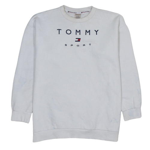 Tommy Sport Men's White Small Pullover Logo Sweatshirt
