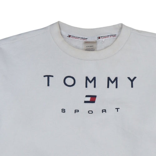Tommy Sport Men's White Small Pullover Logo Sweatshirt