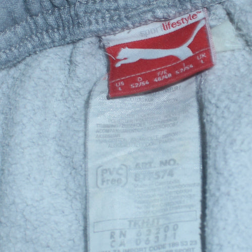Puma Men’s Grey Fleece Sweatpants L Regular Fit Elastic Waist