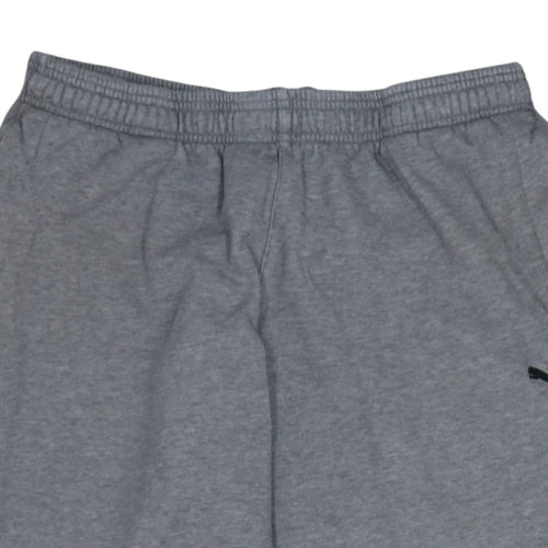 Puma Men’s Grey Fleece Sweatpants L Regular Fit Elastic Waist