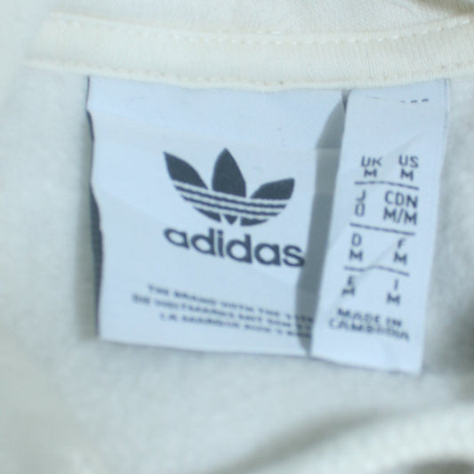 adidas Men Ivory Pullover Hoodie M Graphic Fleece Sweatshirt