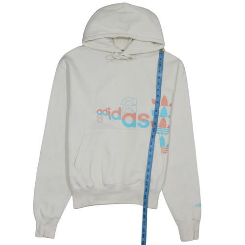 adidas Men Ivory Pullover Hoodie M Graphic Fleece Sweatshirt